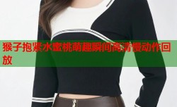 猴子抱紧水蜜桃萌趣瞬间高清慢动作回放